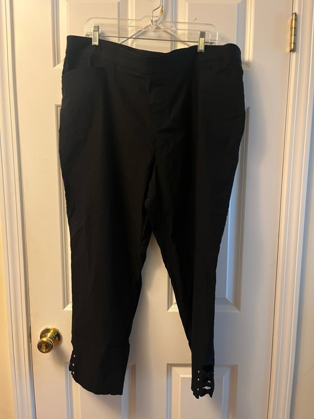 Roz & Ali Black Ankle Pants with Studded Detail